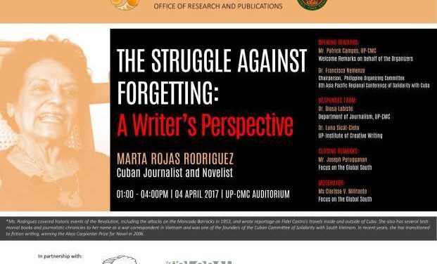 Event Invitation: The Struggle Against Forgetting – A Writer’s Perspective
