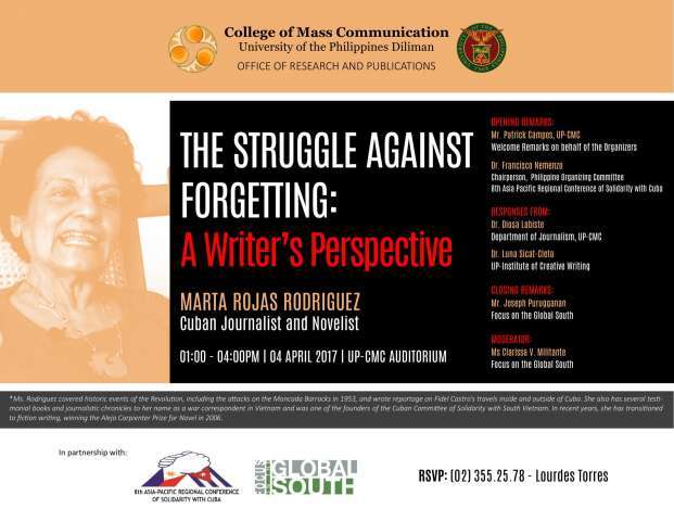 Event Invitation: The Struggle Against Forgetting – A Writer’s Perspective