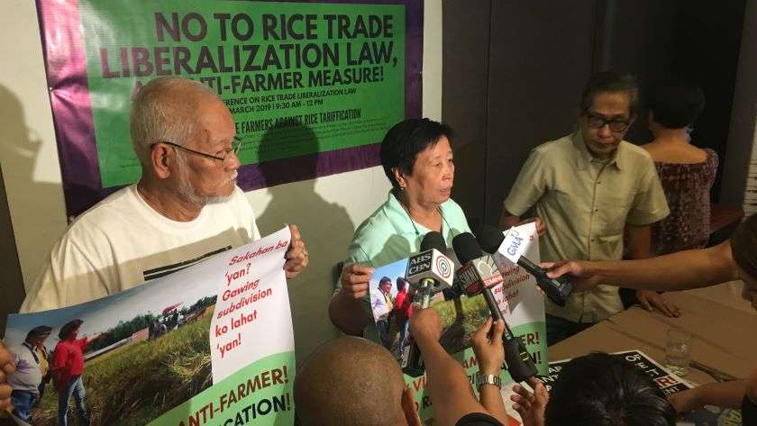 No to Rice Trade Liberalization Law,  An Anti-Farmer Measure!