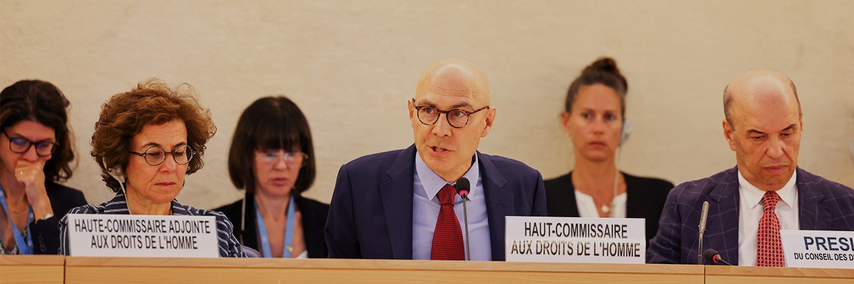 “We must urgently find our way back to peace”, says High Commissioner Volker Türk as he presents his global update to the 56th session of the Human Rights Council