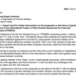 Letter: Urgent need for Indian intervention on the proposals on the future of genetic resources in the International Treaty on Plant Genetic Resources for Food and Agriculture (ITPGRFA)